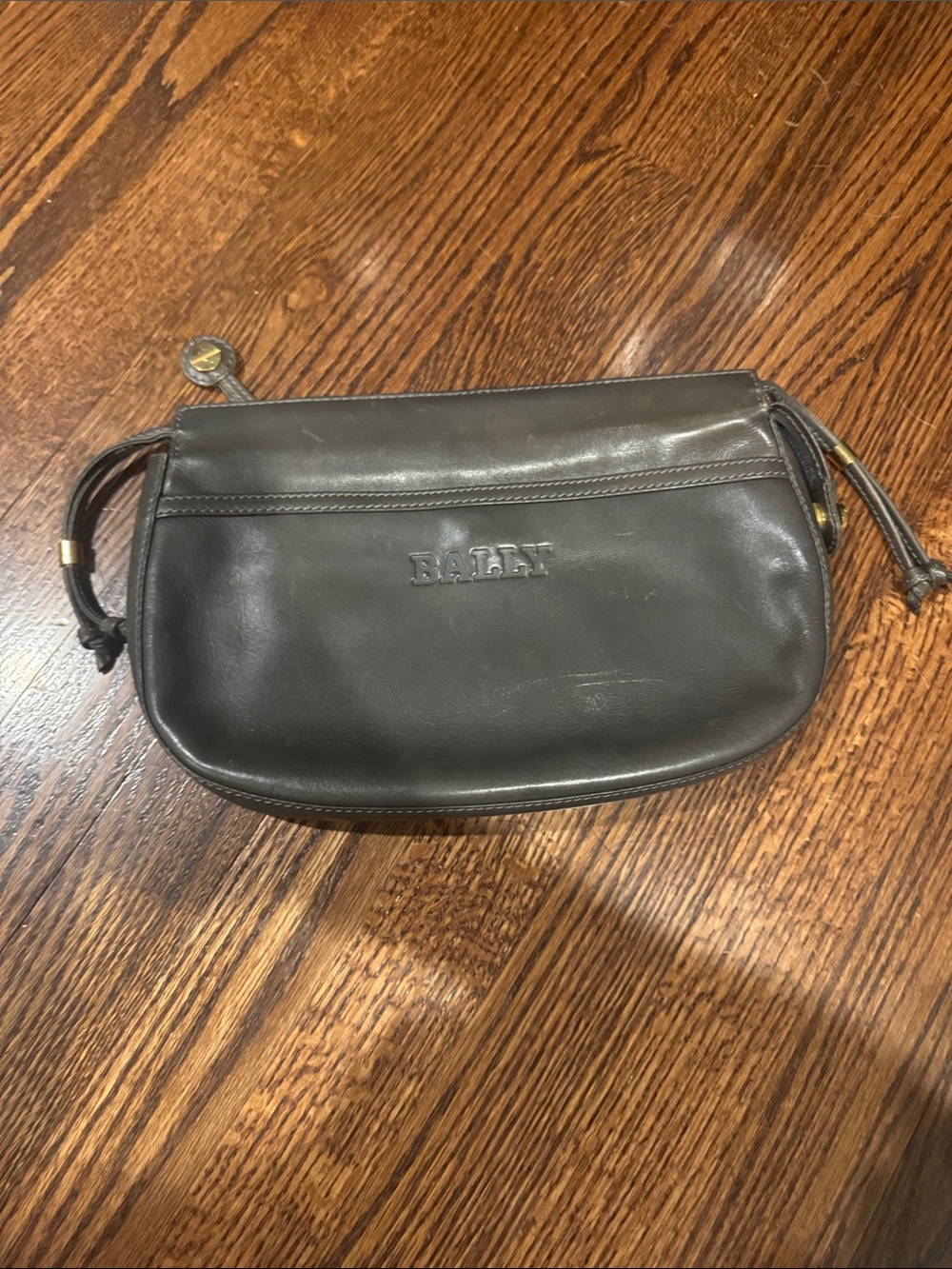 Bally Leather Clutch in a dark Olive Green/Gray Vintage Luxury Bag